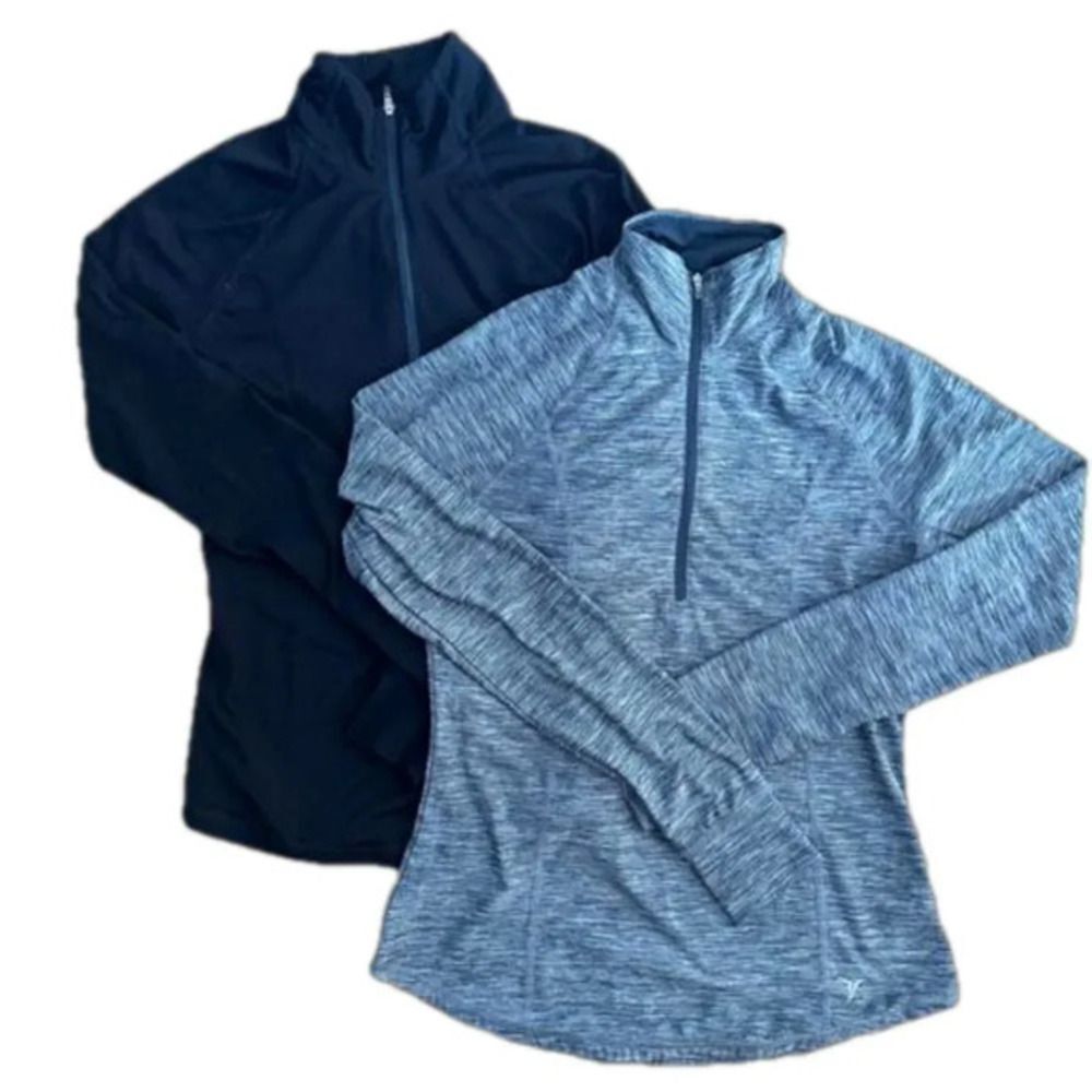 Old Navy black & gray half zip long sleeve pullover bundle Medium activewear Y2K